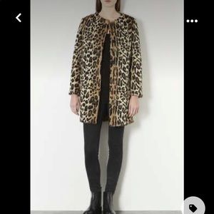 Topshop leopard faux fur coat